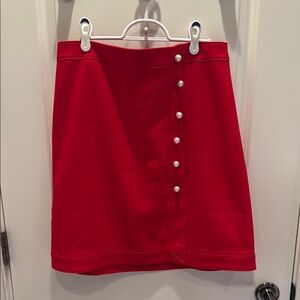 Ann Taylor Factory Red Asymmetrical A-Line Skirt